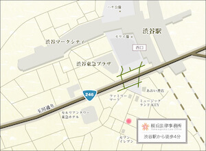 最寄り駅から事務所までの地図